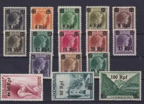 Besetzung Luxemburg 17-32 Luxus postfrisch Aufdruck MNH KatWert 15,00