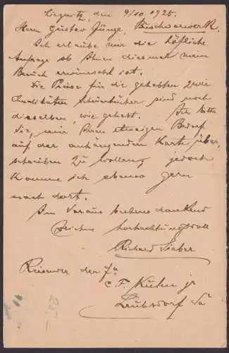 Deutsches Reich Frage Ganzsache Adler P 158 I F Liegnitz 9.10.1925