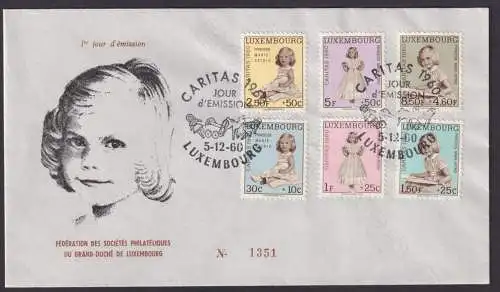 Europa Luxemburg Brief 631-636 Caritas als schöner FDC mit Kindern