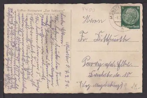 Ansichtskarte Münster NRW 1937 Kaffee-Restaurant Zur Schleuse Magdeburg