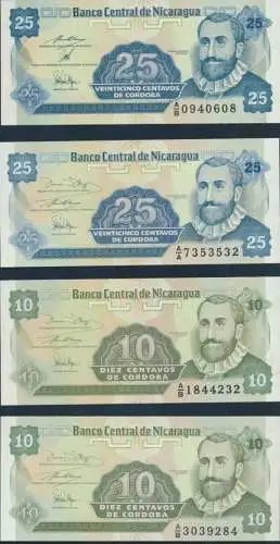 8 Geldscheie Banknoten Nicaragua P167-P170 1990/91 bankfrisch UNC