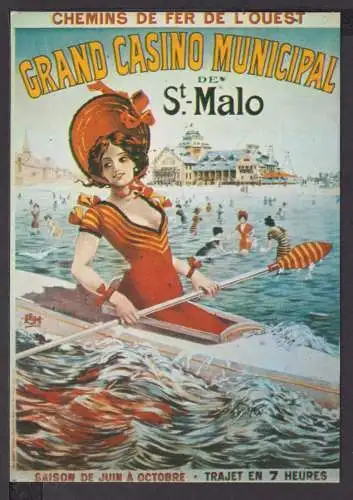 Jugendstil Art Nouveau Künstler Ansichtskarte Grand Casino Municipal de St. Malo