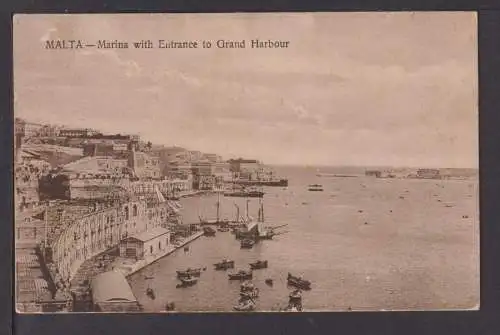 Malta Ansichtskarte Grand Harbour Valletta nach Lübeck mit schöner MIF Krönung