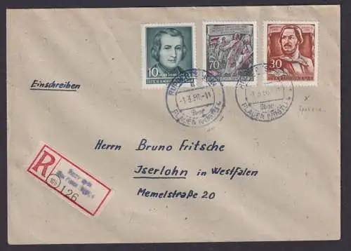 Briefmarken DDR R Brief Not R-Zettel + blauer Landpoststempel Ruppertsgrün über