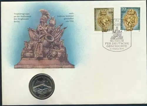 DDR Numisbrief Andreas Schlüter Museum für Geschichte Zeughaus 1990 mit 5M-Münze