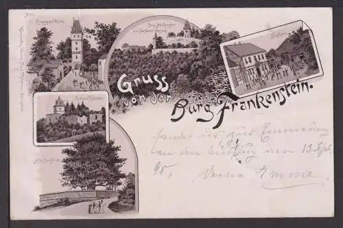 Ansichtskarte Eberstadt Darmstadt Hessen Litho 1898 Burg Frankenstein Bensheim