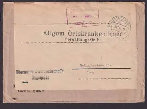 Briefmarken Deutsches Reich Ingolstadt mit rotem R3 BEZAHLT nach Schrobenhausen