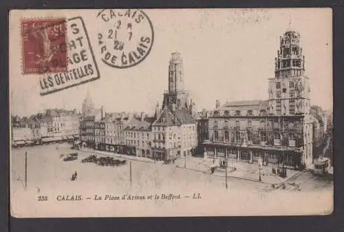 Ansichtskarte Calais Frankreich Place d Armes Beffrot 1929 Noyon