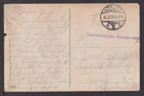 Ansichtskarte Görlitz Sachsen Feldpost 1915 Zeutsch Thüringen