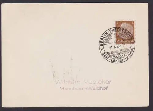 Deutsches Reich Postkarte Berlin Poststation SST Fünf Länder Kampf Mannheim