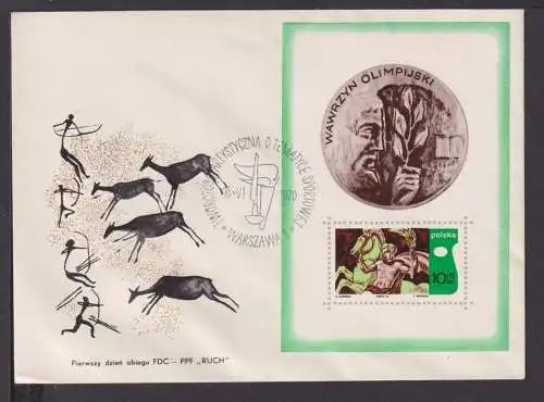 Briefmarken Polen Europa Brief Block 1970 Olympia