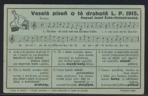 Tschechien Liedkarte Musik Josef Svab-Malostransky Schauspieler 1915