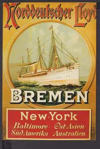 Art Deco Reklame Künstler Ansichtskarte Schifffahrt Schiffe Norddeutcher LLoyd