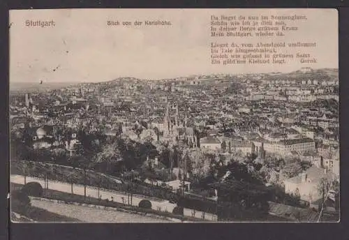 Ansichtskarte Stuttgart BW 1915 Blick von der Karlshöhe Feldpostkarte Mülheim