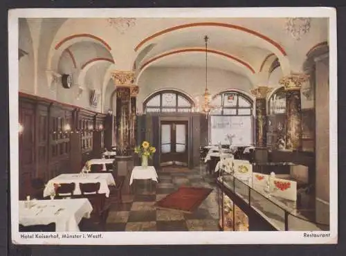 Ansichtskarte Münster i.W. NRW Hotel Kaiserhof Restaurant Seltene innenansicht