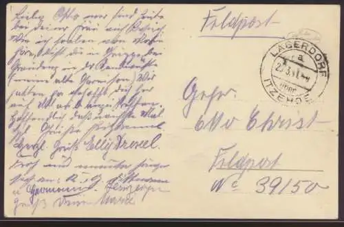 Landpoststempel Feldpost Lägerdorf über Itzehoe Deutsches Reich a. Ansichtskarte