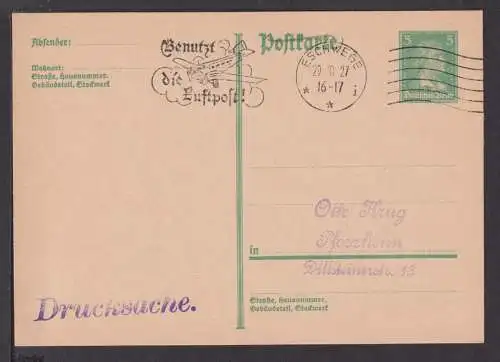 Flugpost airmail Deutsches Reich Ganzsache MaschSST Eschwege Benutzt Luftpost