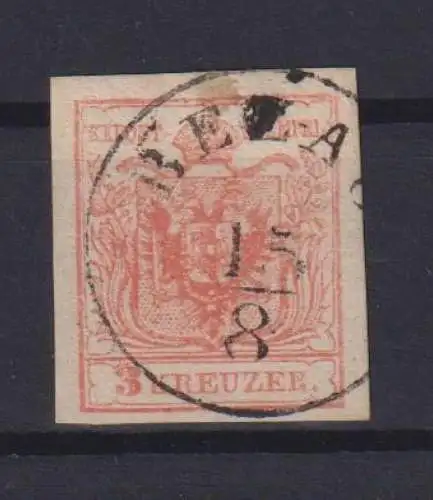 Briefmarken Österreich Nr. 3 3 Kreuzer rot Kaiserreich Ausgabe 1850 Wappen