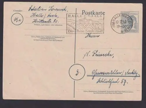 Briefmarken All. Besetzung Gemeinschaft Ganzsache Masch.SST Halle Saale 1947