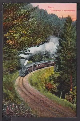 Ansichtskarte Eisenbahn Quer- Brockenbahn Harz Niedersachsen Sachsen-Anhalt