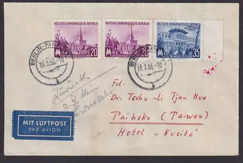 DDR Brief Leipzig Messe 447-448 Destination Berlin Pankow Taihoku Taiwan mit