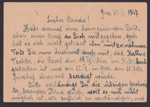 Österreich Karte britische Zensur Graz München EF 60 Gr. Landschaften 27.9.1948