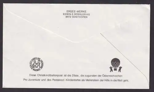 Österreich Weihnachtsballonpost Bordstempel D-Ergee Befördert mit Vignette