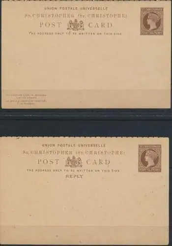 St. Christoph Ganzsache 1 1/2p Victoria Frage Antwort postal stationery Question