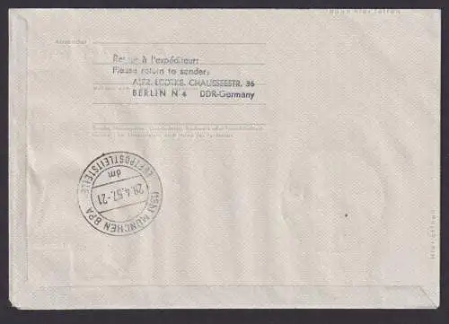 Flugpost Brief Air Mail DDR Privatganzsache Faltbrief mit Eindruck Lufthansa +