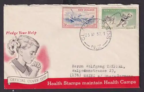 Neuseeland Brief Gesundheit 371-372 Sport Rettungsschimmer Kanut FDC echt