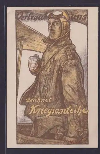 Ansichtskarte Militaria Soldat Flieger Krieg Vertraut uns zeichnet Kriegsanleihe