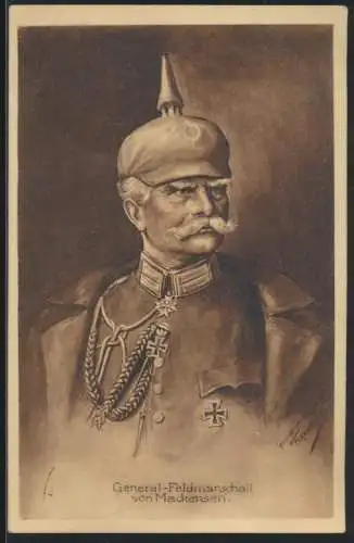 Militaria Foto Künstler Ansichtskarte General Feldmarschall von Mackensen sign.