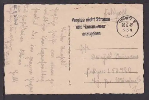 Ansichtskarte Liegnitz Ostgebiete Schlesien Bürgerwiese Feldpost 1943