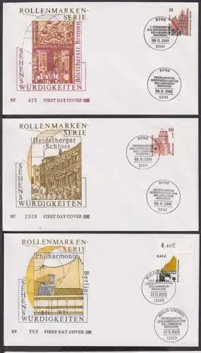 Bund Brief gutes Lot SWK Sehenswürdigkeiten meist Bogenrand Bogenecke als FDC