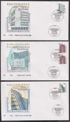 Bund Brief gutes Lot SWK Sehenswürdigkeiten meist Bogenrand Bogenecke als FDC