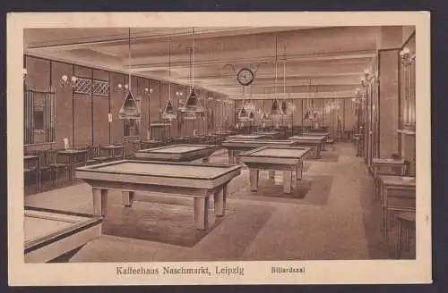 Ansichtskarte Leipzig Sachsen Naschmarkt Kaffeehaus Billardsaal Spiele München