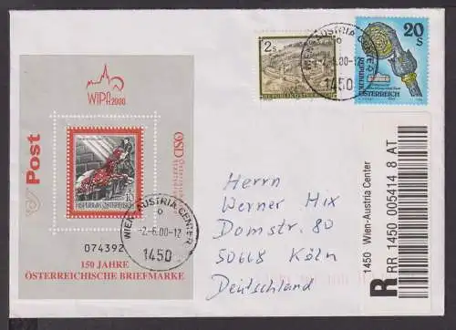 Österreich Block 13 Sagen und Legenden auf R Brief Wein Köln 2.6.2000