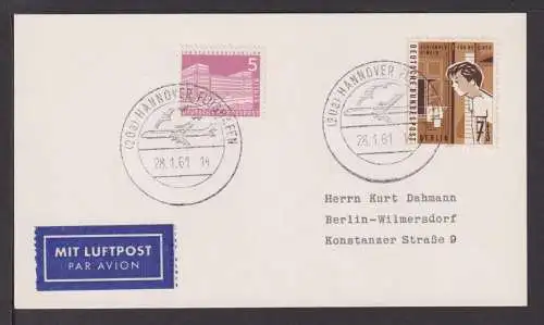 Flugpost airmail Berlin SST Hannover Flughafen Berlin Wilmersdorf a PK 28.1.1961