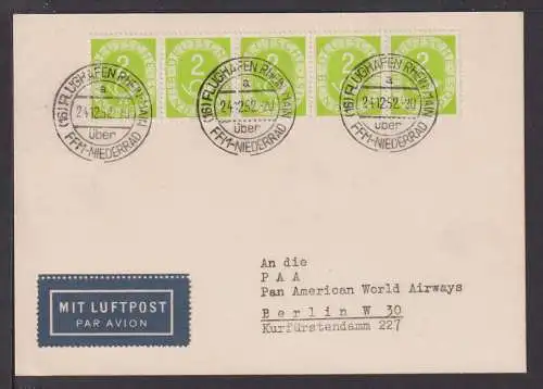 Flugpost airmail Bundesrepublik Brief Posthorn 2 Pfg. 5er Streifen inter. Masch.