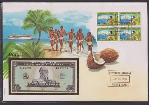 Geldschein Banknote Banknotenbrief Haiti Karibik exotisches Motiv