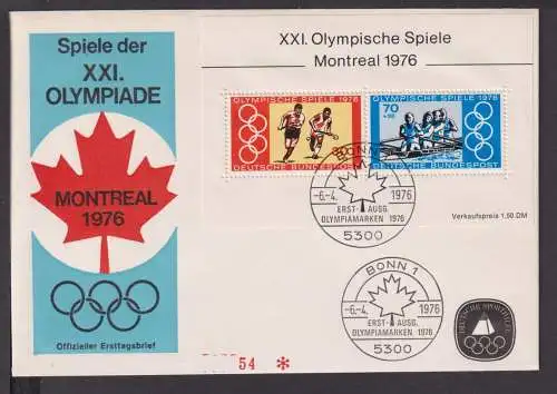 Briefmarken Deutschland Europa Brief Block 1976 Olympische Spiele Montreal