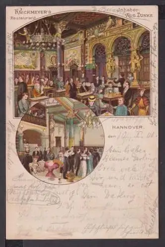 Ansichtskarte Hannover Niedersachsen Restaurant Knickmeyer Litho 1900 Deckbergen