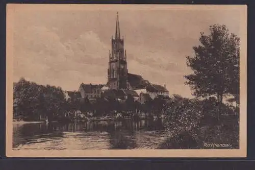 Ansichtskarte Rathenow Brandenburg Kirche See Boote Verlag Johann Lindenberg