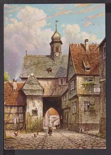 Ansichtskarte Künstler J. Glückert Königstein Taunus Hessen Rathaus