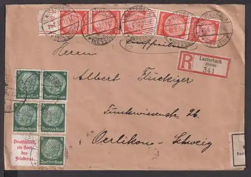 Bahnpost Deutsches Reich R Brief Hindenburg teils Zusammendruck + Randstreifen