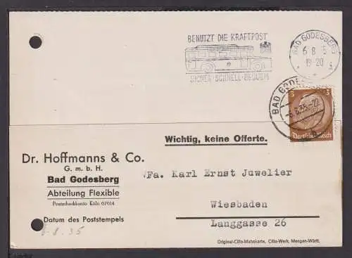 Godesberg Deutsches Reich inter SST Kraftpost Wiesbaden 1935