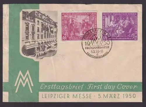 DDR Brief 248-249 Leipzig Sachsen Frühjahrsmesse schöner FDC 5.3.50 KatW 50,00