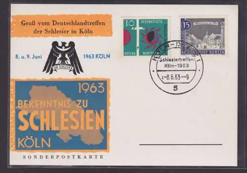 Bund Köln Deutz Postkarte inter. Anlasskarte SST Schlesiertreffen Schlesien 1963