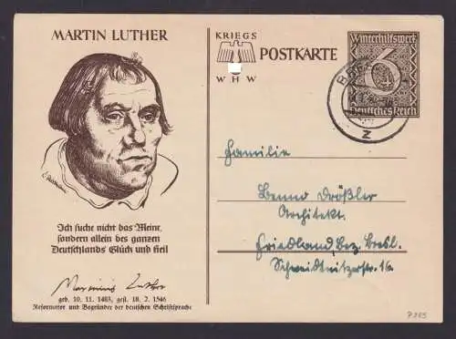 Deutsches Reich Breslau Ganzsache Motiv Martin Luther