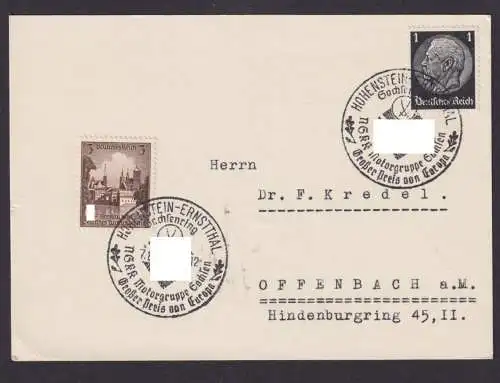 Deutsches Reich Postkarte Hohenstein Ernstthalselt. SST NGKK Motorgruppe Sachsen